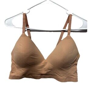 True & Co Bra Womens Large Nude Beige Body Triangle Wireless Padded